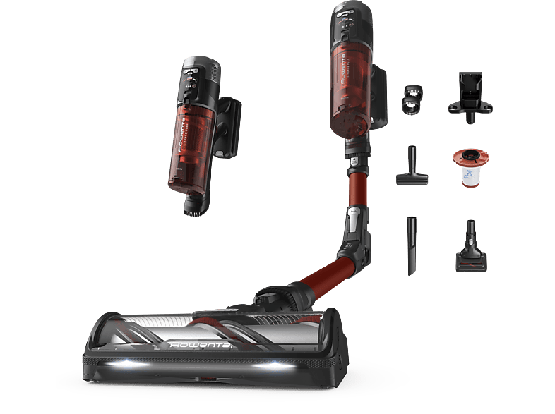 ROWENTA RH9A73 X - Force Flex 13.60 Animal Care — Aspirador escoba, 380 W, 0.65 L, Multisuperficie, Rojo