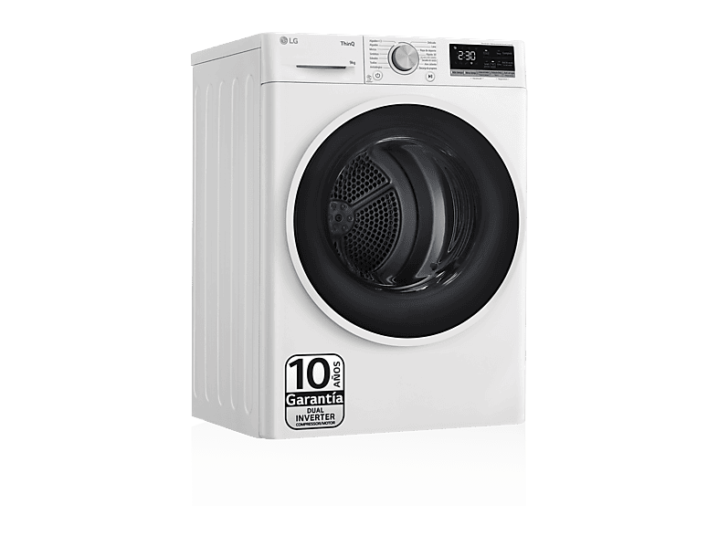 LG RH90V5AV6N — Secadora, 9 kg, 14 programas, Blanco, Bomba de calor